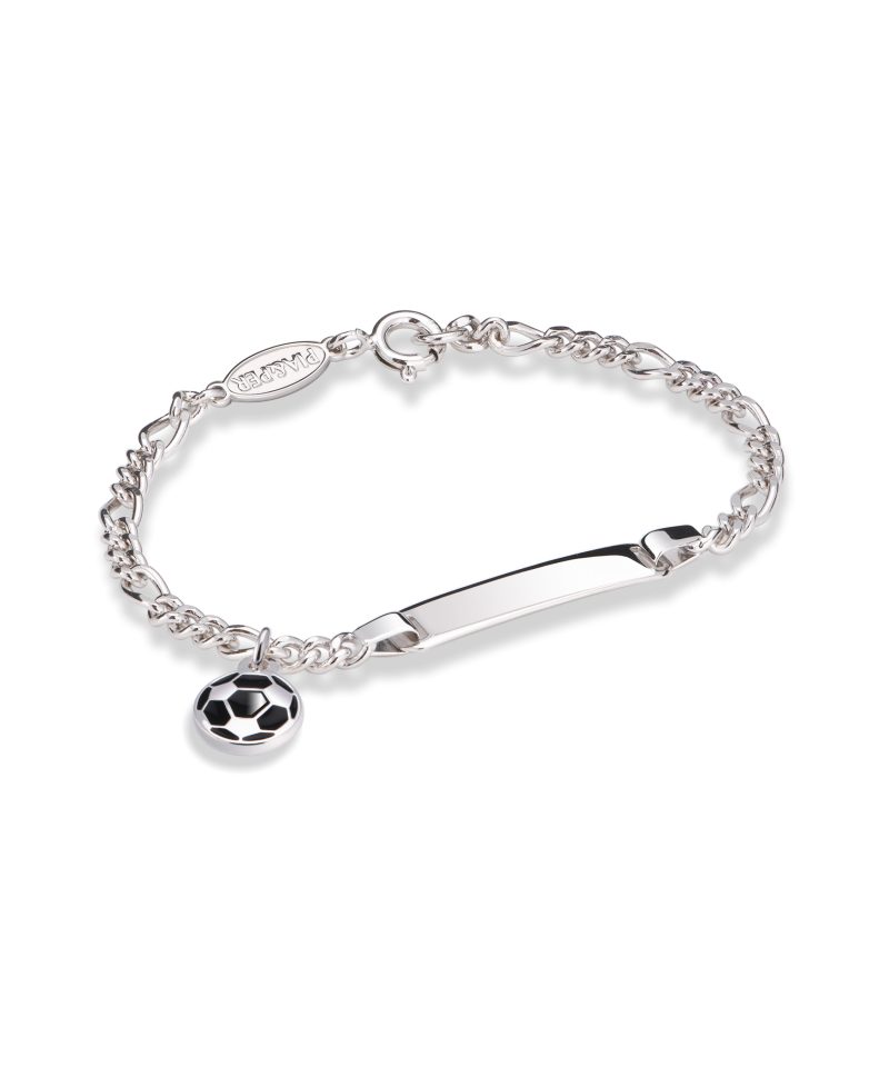 ID-armbånd i sølv - Sort fotball