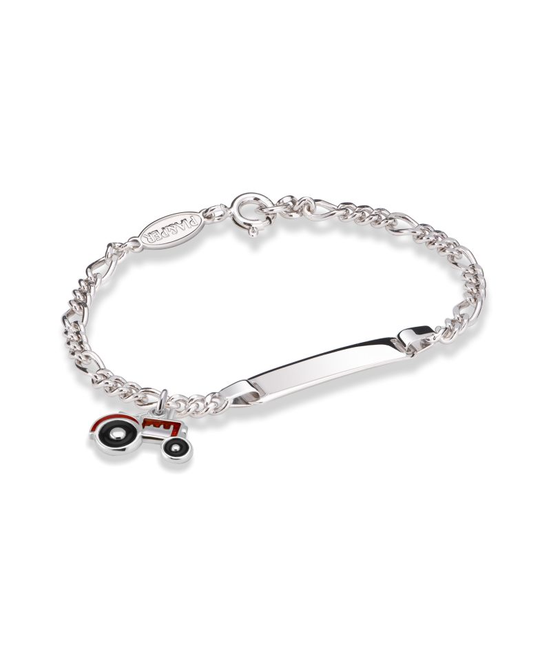 ID-armbånd i sølv - Rød traktor