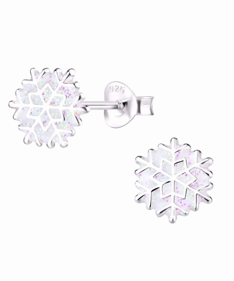 Øredobber med julemotiv - Snøfnugg hvit