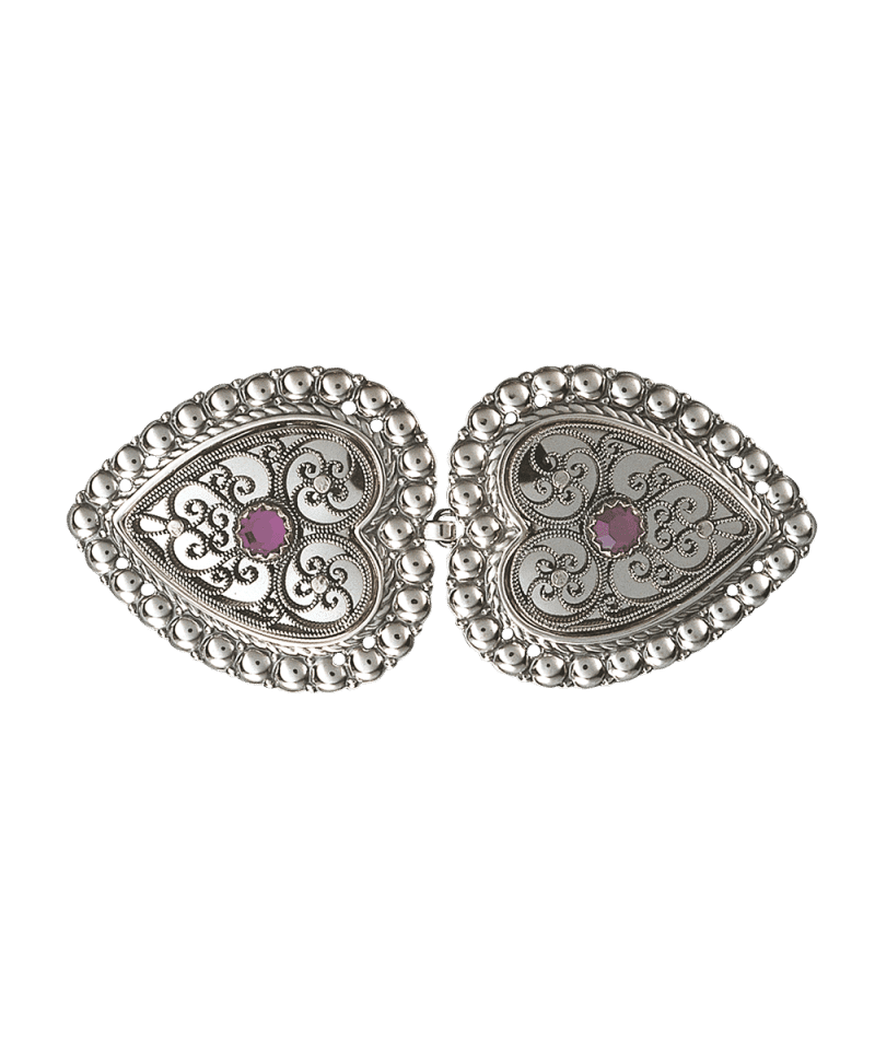 002193 - Beltespenne til Skinnlist Oksidert med Lilla Stein