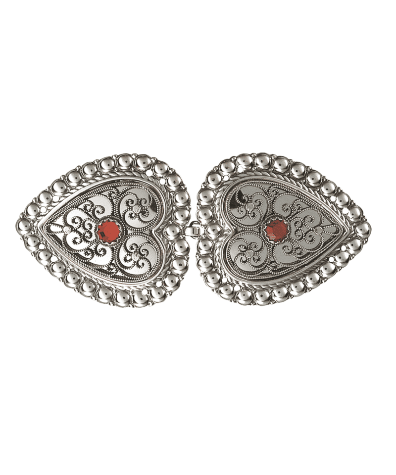 002197 - Beltespenne til Skinnlist Oksidert med Rød Stein