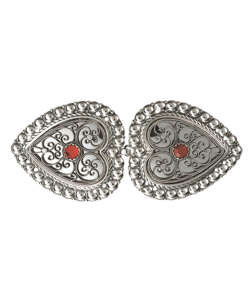 002197 - Beltespenne til Skinnlist Oksidert med Rød Stein