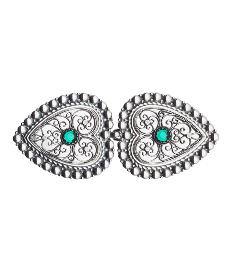 002198 - Beltespenne til Skinnlist Oksidert med Grønn Stein