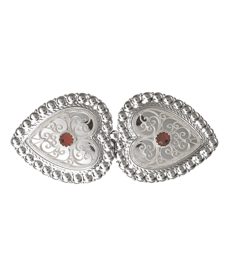 002407 - Beltespenne-belte Hvit med Rød Stein og syhol