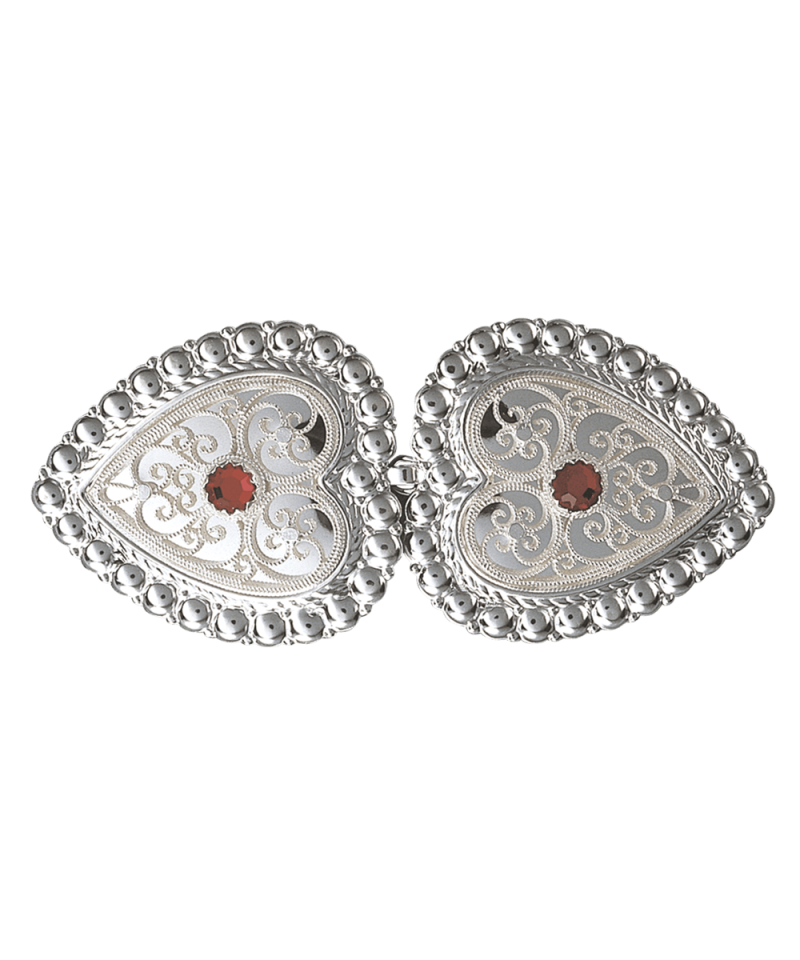 002497 - Beltespenne til Skinnlist Hvit med Rød Stein