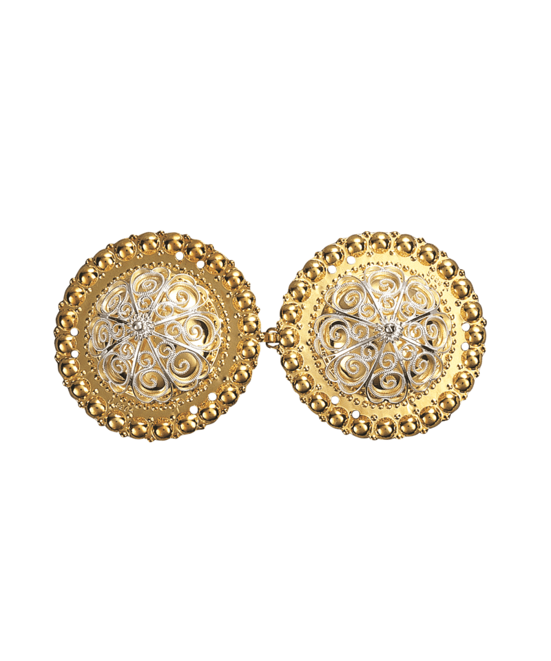 014506 - Beltespenne Forgylt Hvit med kruser og syhol