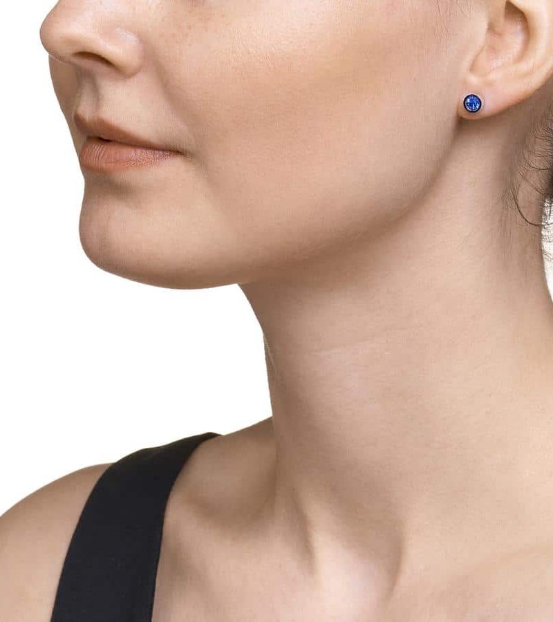 Alternative view of Earrings Crystal & stainless steel silver bleu 022821-0717