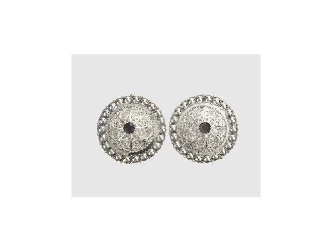 045298 - Borer til Skinnlist Oksidert Hvit med Grønn Stein