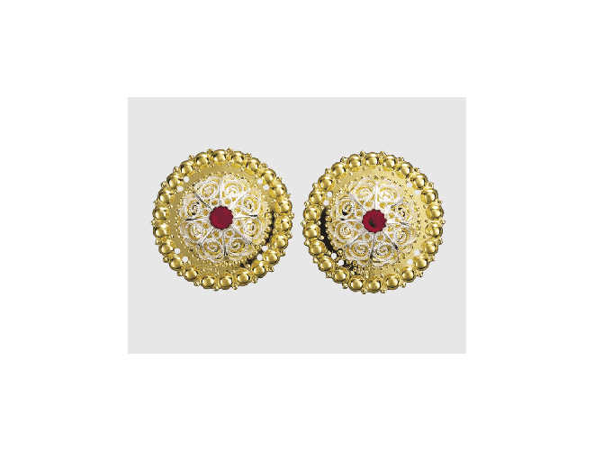 045507 - Borer Forgylt Hvit med Rød Stein