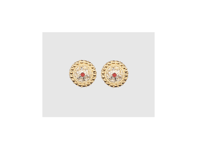 057507 - Borenåler Forgylt Hvit med Rød Stein