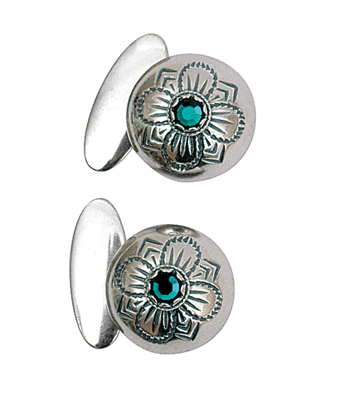 074108 - Mansjettknapper Oksidert med Grønn Stein