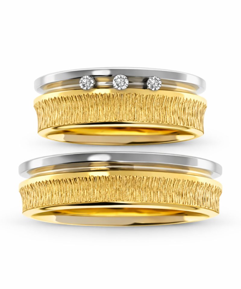 Alternative view of Salerno Forlovelsesring i gult gull med hvitt gull og diamanter, Dame