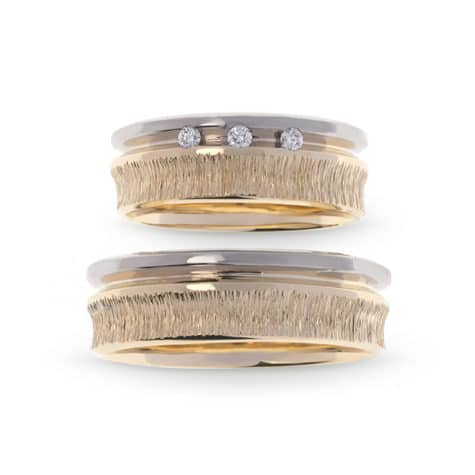 Alternative view of Salerno Forlovelsesring i gult gull med hvitt gull, Herre