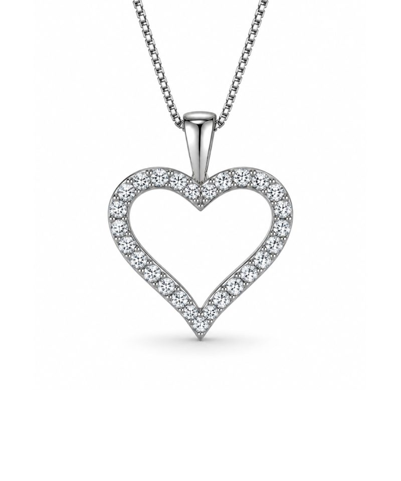 Anheng hjerte i hvitt gull, Diamanter 0,25 ct