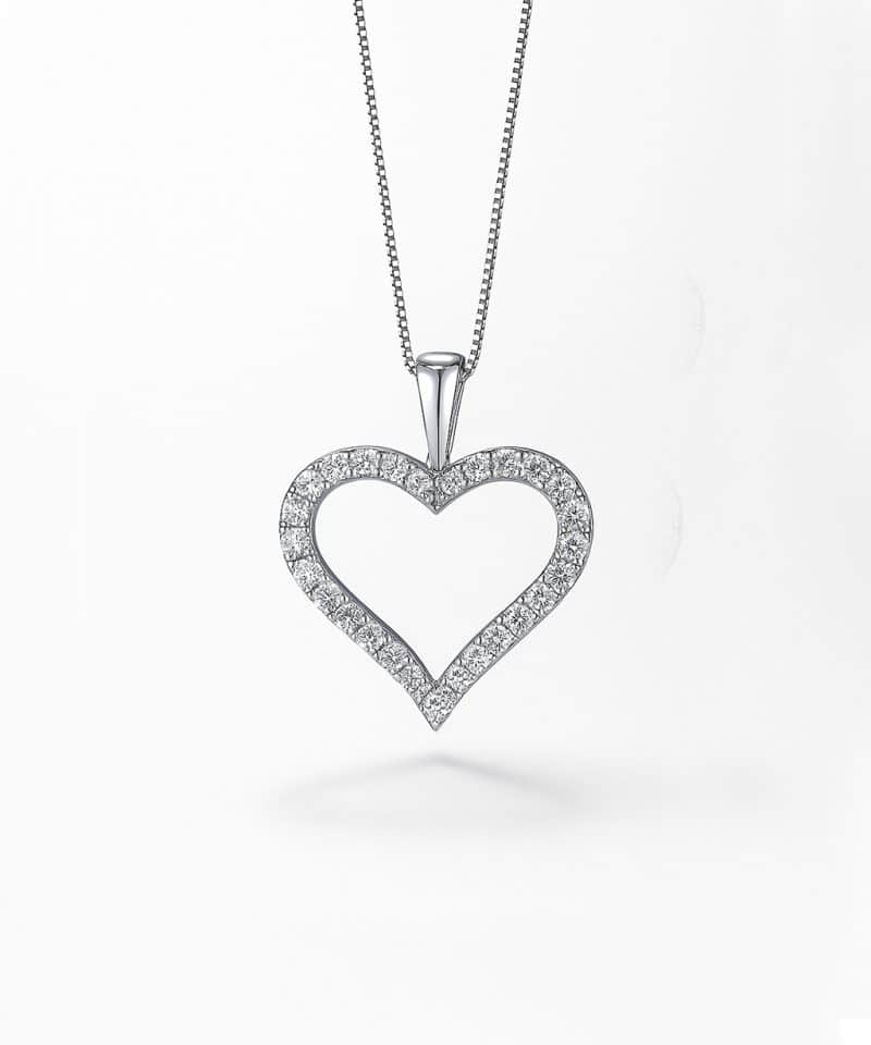 Anheng hjerte hvitt gull 0.25ct