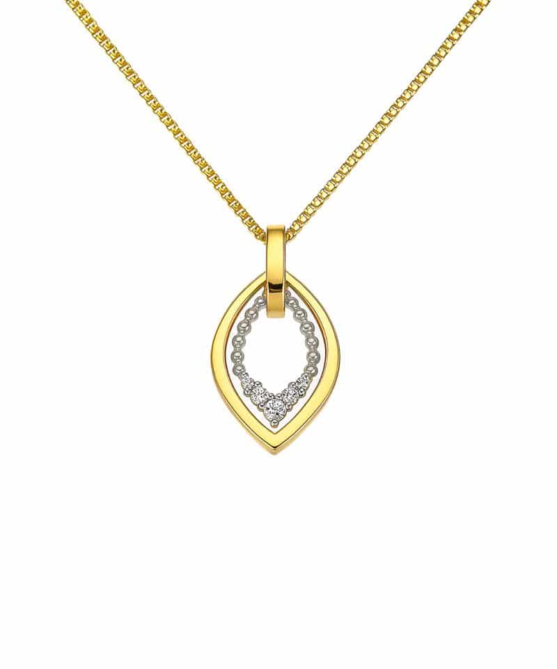 Anheng dråpe gull og hvitt gull 0.045ct