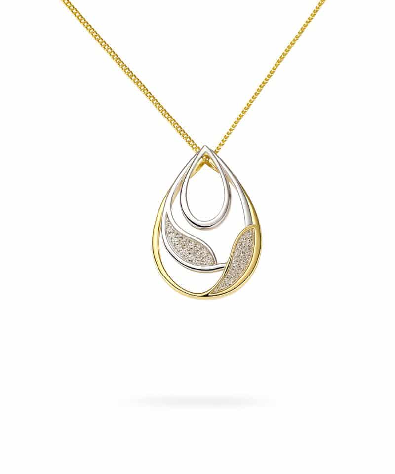 Anheng dråpe gult og hvitt gull 0.14ct