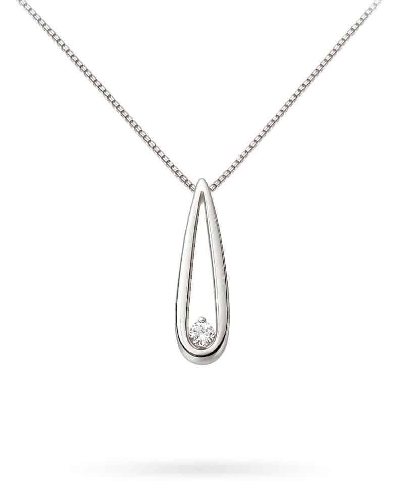 Anheng dråpe hvitt gull 0.07ct