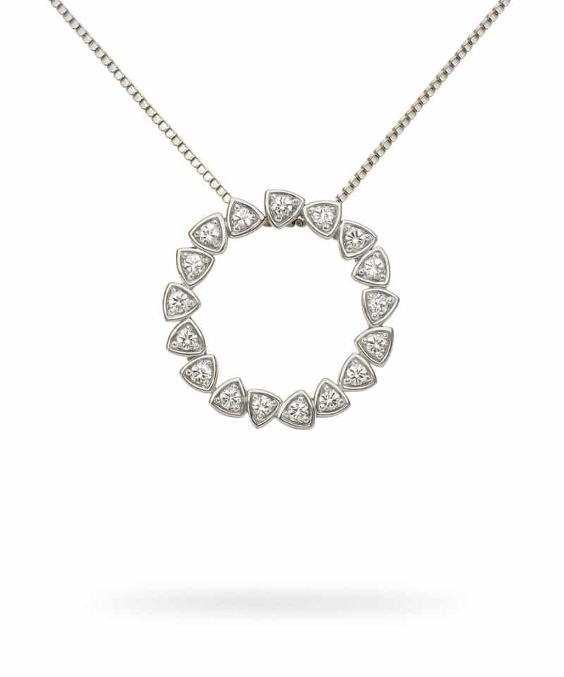 Anheng sirkel hvitt gull med zirconia