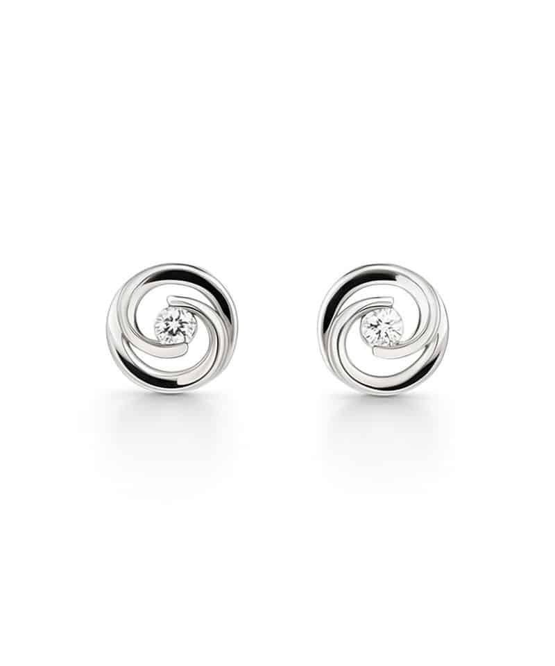 Ørepynt hvitt gull sirkel 0.08ct