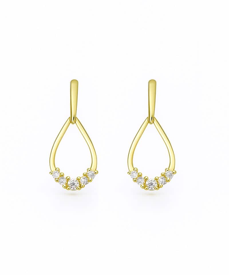 Ørepynt dråpe gult gull 0.13ct