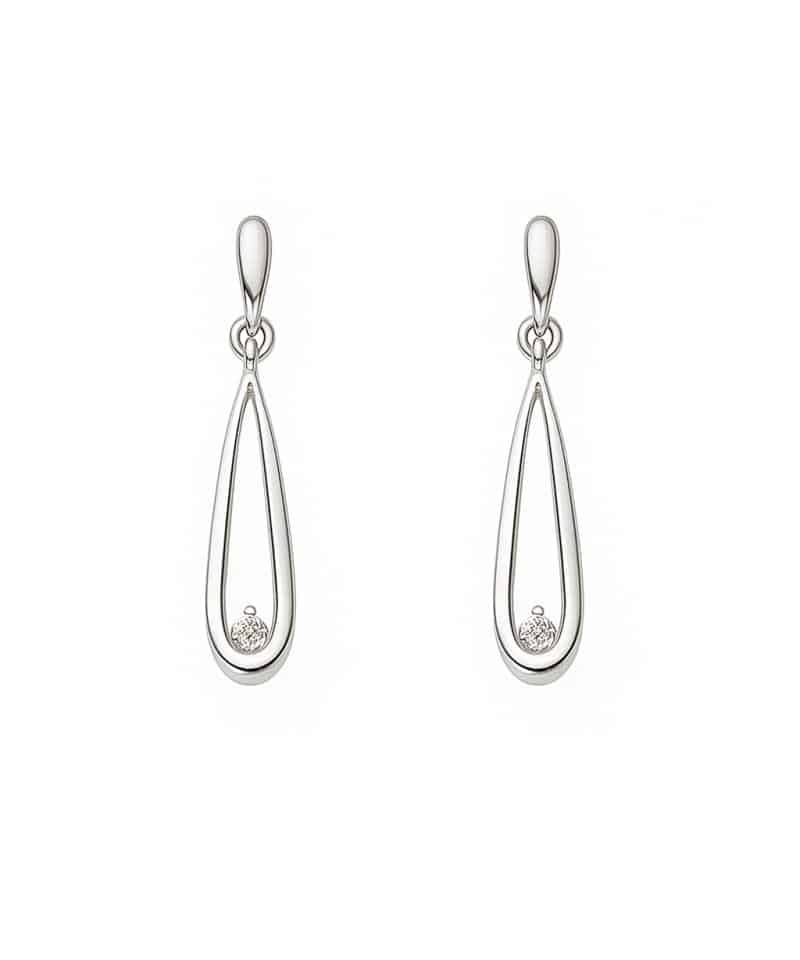 Ørepynt dråpe hvitt gull 0.07ct