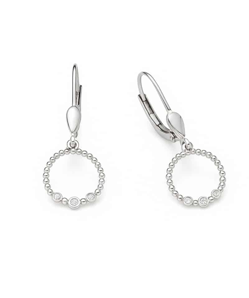 Ørepynt sirkel hvitt gull 0.04ct