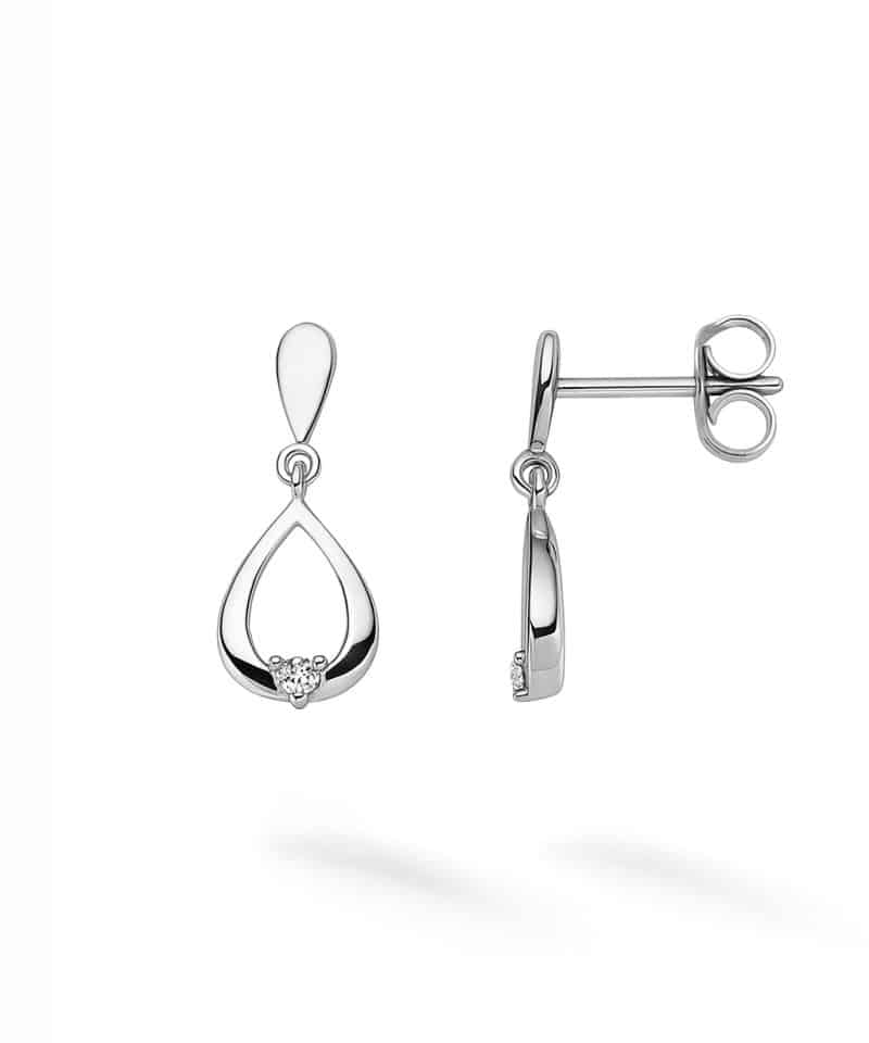 Ørepynt dråpe i hvitt gull 0.03ct