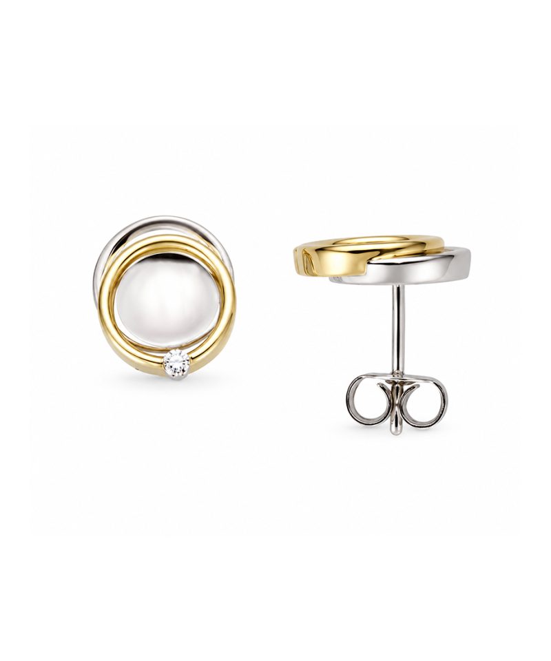 Ørepynt i gull og hvitt gull med diamanter, 0.05ct