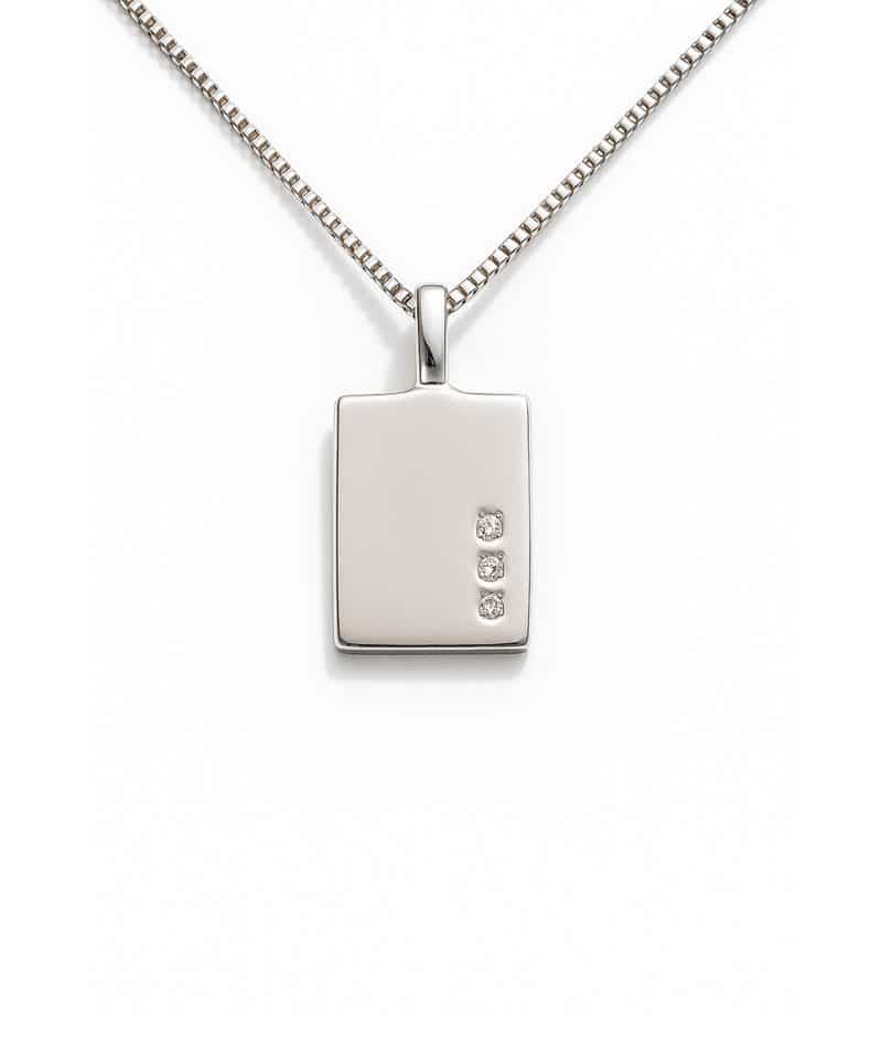 Anheng plate i hvitt gull med diamanter