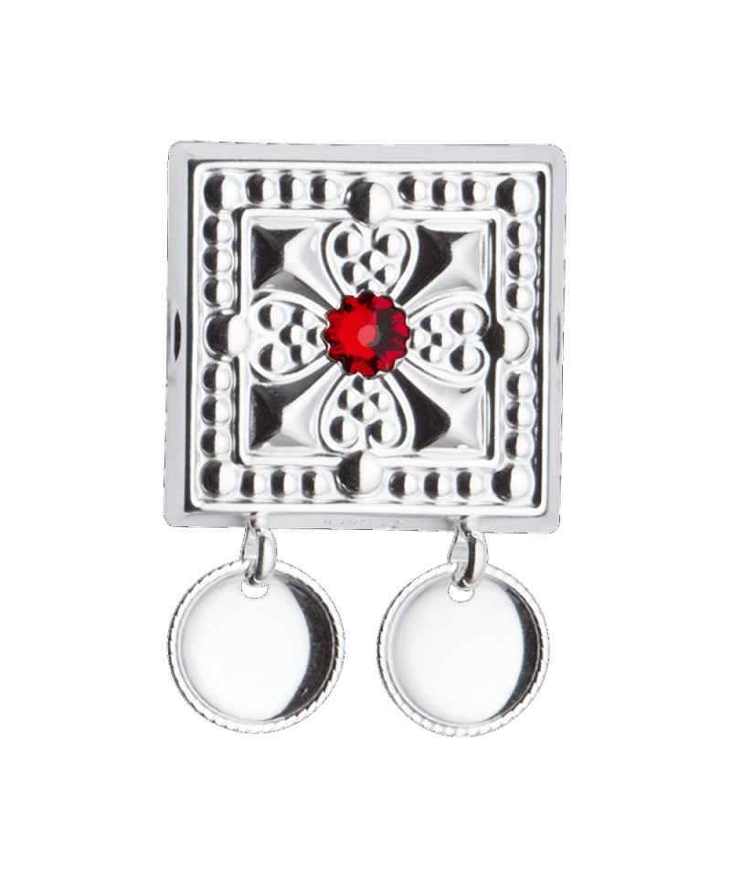 092407 - Beltestøl Hvit med Rød Stein