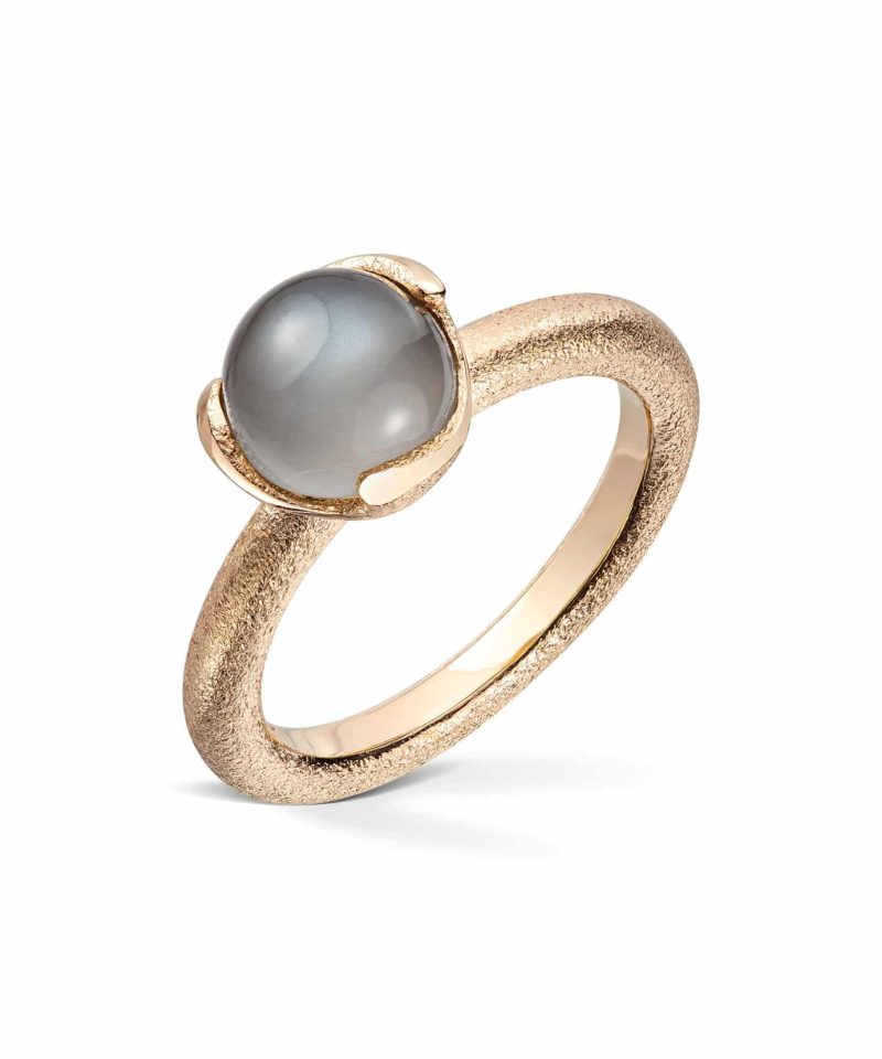 Blome - Ring i gull med grå månesten