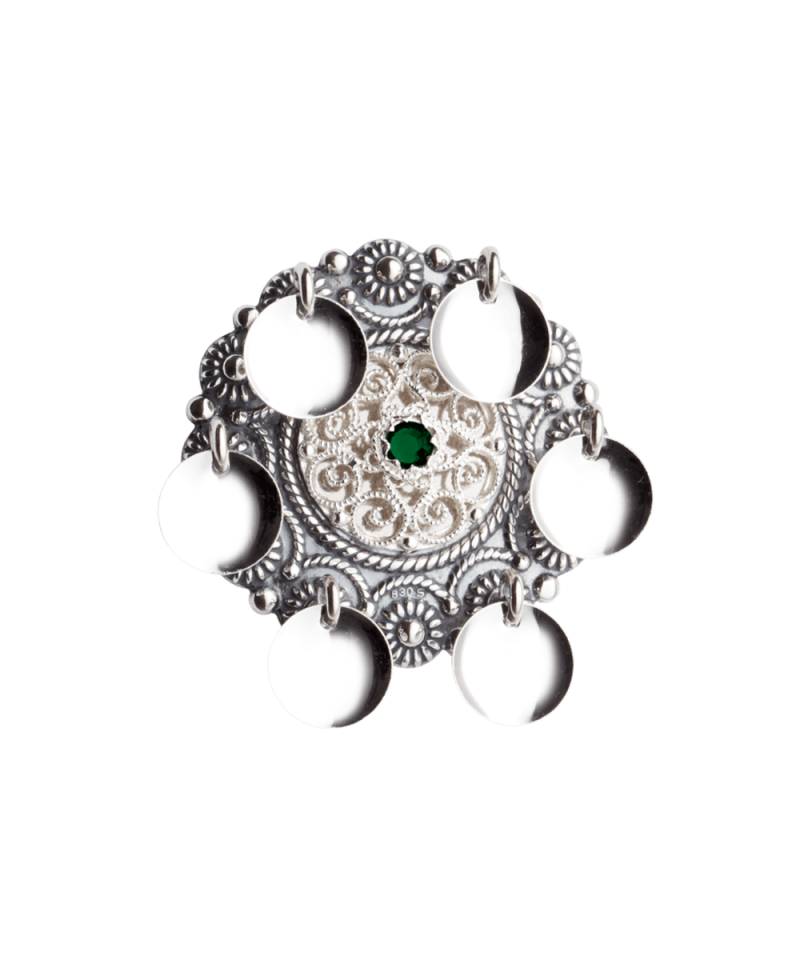 106208 - Sølje Oksidert med Grønn Stein