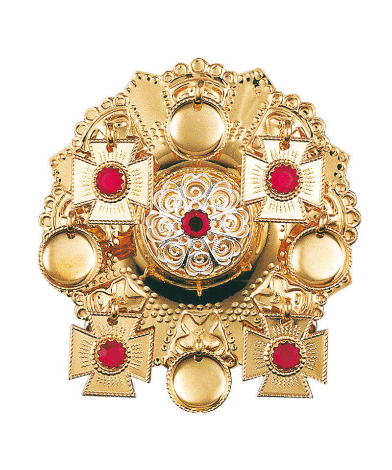 110600 - Sølje Forgylt med Rød Stein