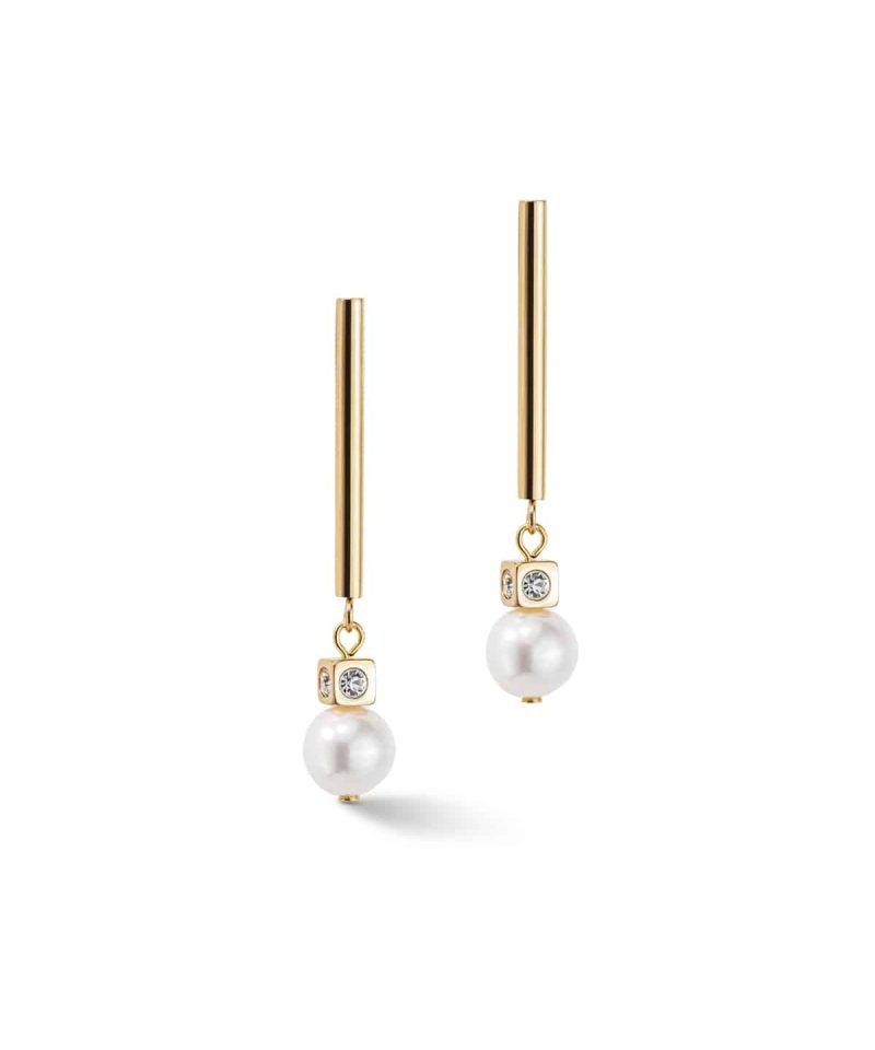 Earrings Asymmetry Freshwater Pearls & stainless steel white-gold - 1102/21-1416