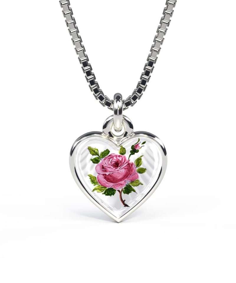 Pia & Per - Anheng emalje hjerte rose 11 mm