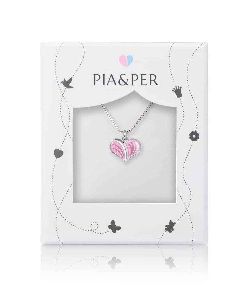 Alternative view of Halskjede i sølv - Rosa/rosa hjerte