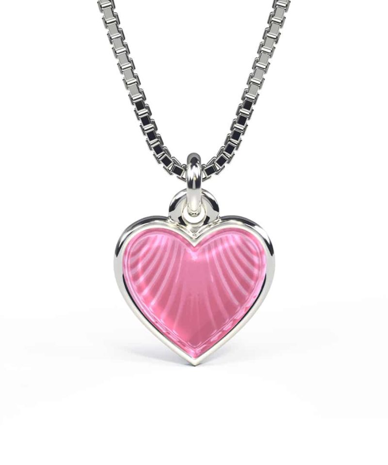 Halskjede i sølv - Rosa hjerte