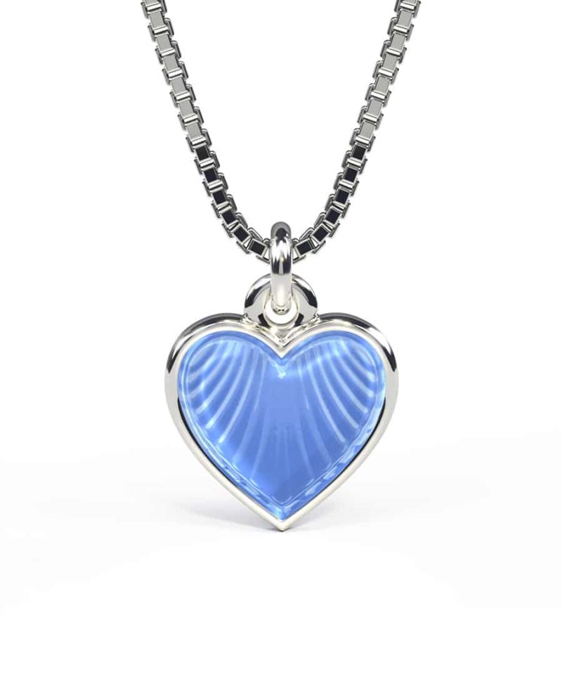 Halskjede i sølv - Lyseblått hjerte