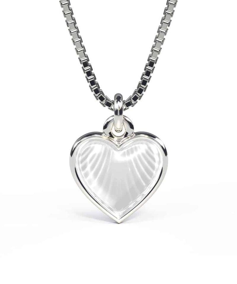Halskjede i sølv - Hvitt hjerte