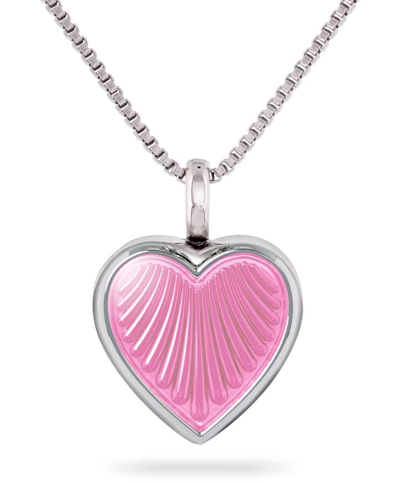 Medaljong sølv, liten - Rosa hjerte