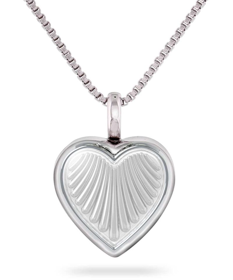 Medaljong i sølv, liten - Hvitt hjerte