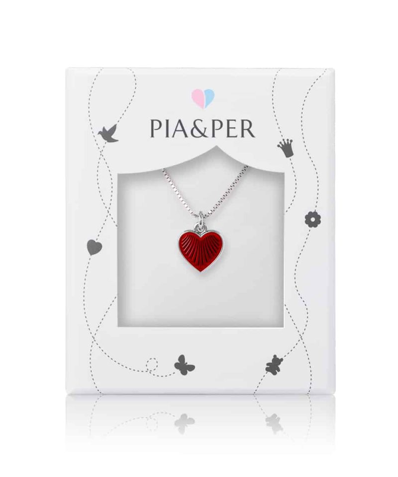 Alternative view of Halskjede i sølv - Rødt hjerte