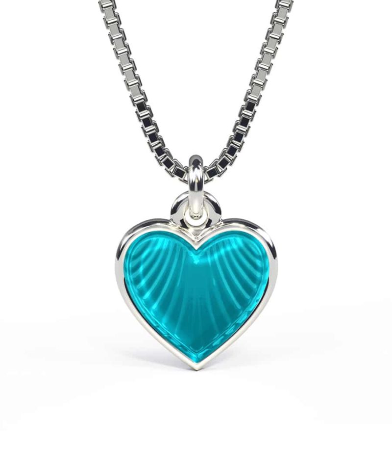 Halskjede i sølv - Turkis hjerte