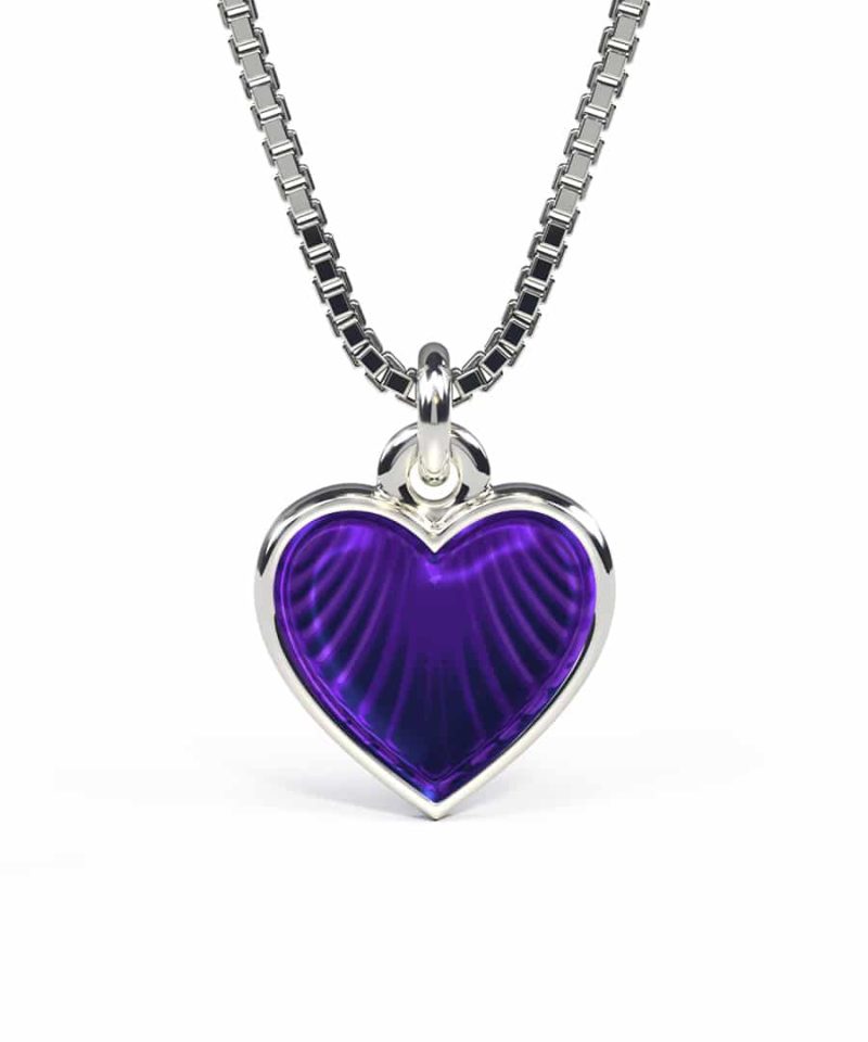 Halskjede i sølv - Lilla hjerte