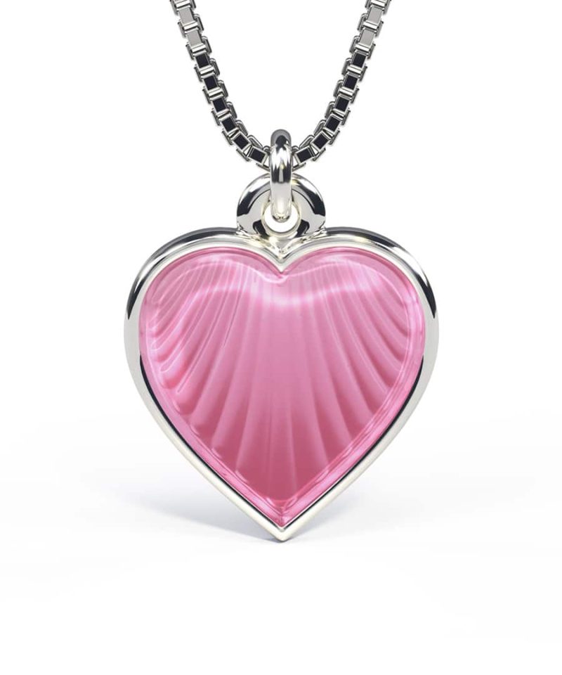 Halskjede i sølv - Rosa hjerte