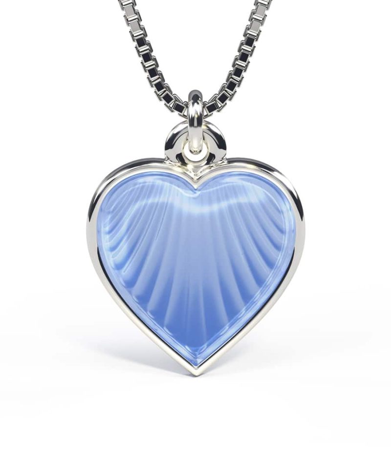 Halskjede i sølv - Lyseblått hjerte