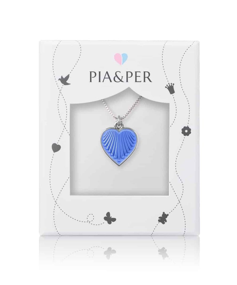 Alternative view of Halskjede i sølv - Lyseblått hjerte