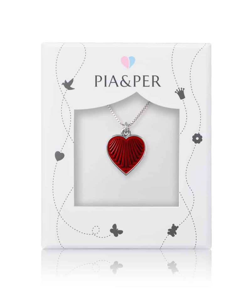 Alternative view of Halskjede i sølv - Rødt hjerte