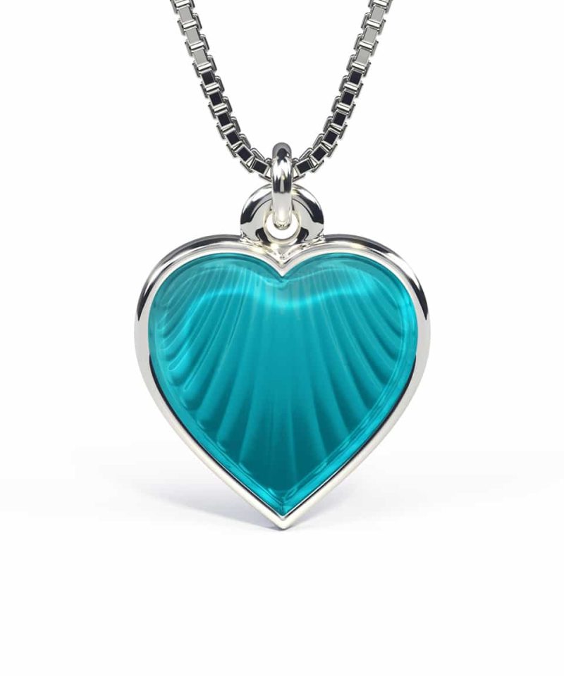 Halskjede i sølv - Turkis hjerte
